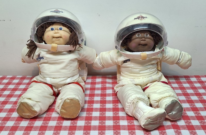 2 Vintage Cabbage Patch Kids 1986 Astronaut  African American + Space Girl Doll