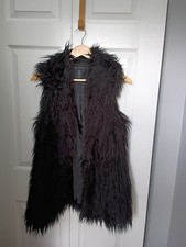 medium Black Faux Mongolian Lamb Fur Vest