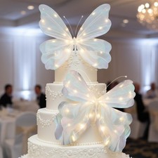 2 Pcs Large Butterfly Decoration 3D Butterfly Topper Ornament with String Lig...