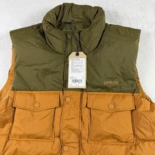 prAna Duck Down Timber Trail Vest Mens Medium Peat Colorblock Full Zip Puffer