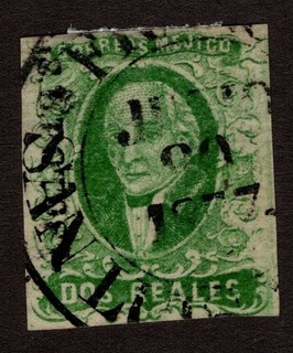 Mexico 1856 Issue Scott 3a Used Blue Green SLP Catalog $45 VF