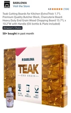 Babilonia Teak Cutting Board  W/Plate & Oil-10.2" X 15.7"-NEW IN ORIG BOX