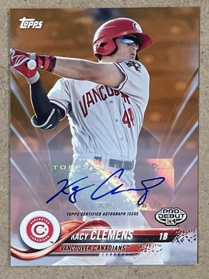 2018 TOPPS PRO DEBUT AUTOGRAPH ORANGE #189 KACY CLEMENS #D 18/25