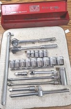 Indestro Super 12 Drive Sae 26pc Socket Set Tool Box Ext Ratchets Bb Tools