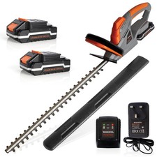 Terratek 20V Cordless Hedge Trimmer 2 Batteries Garden Bush Cutter Tree Charger