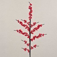 Artplants Kunstzweig Ilex Kunjuam Mit Beeren, Rot, 80Cm