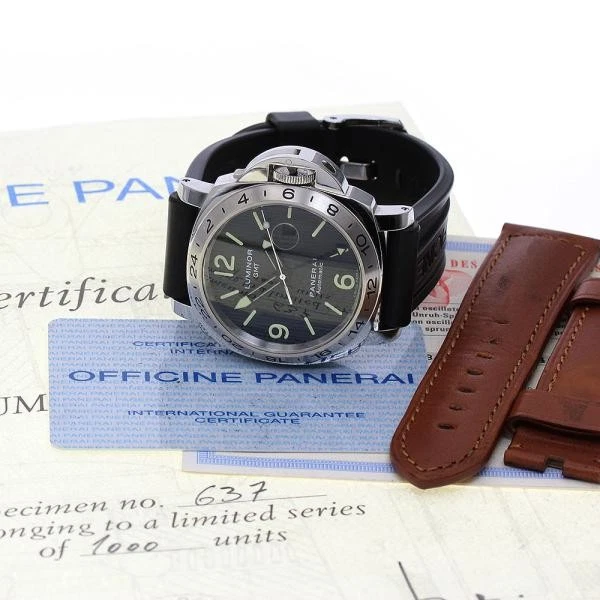Panerai — Officine Panerai Luminor GMT PAM00029 44mm SS Black Dial Automatic Watch #C2575