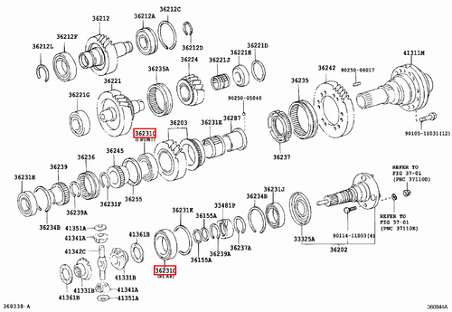 Genuine Lexus LX450 FZJ80 LX470 UZJ100 Rear Transfer Case Roller Bearing - Picture 4 of 20