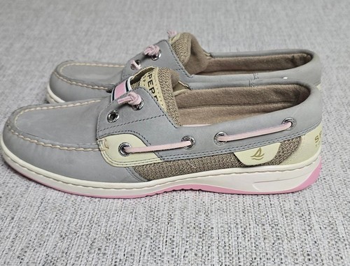 Sperry Top-Sider Gray Pink Boat Shoes Preppy Coastal Casual size 6 - Picture 1 of 6