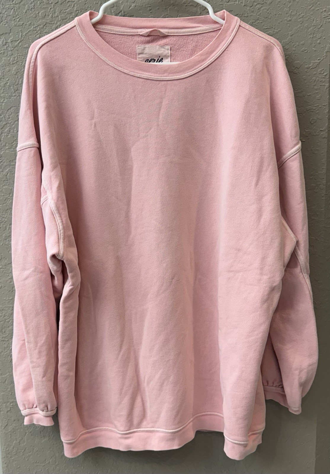 Women's Aerie Pink Relaxed Fit Pullover Terry Crewneck Sweatshirt Size M EUC