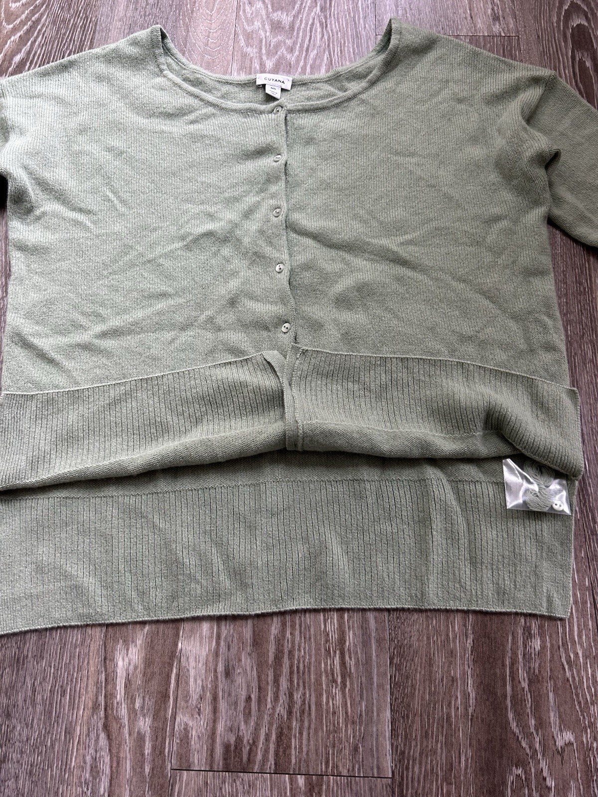 Cuyana Green Cashmere Button Up Sweater Sz M Made In Italy Classic Luxury Preppy