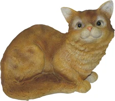 Cat Sitting down Yellow Statue by  Designs - Outdoor Cat Figurine for Gardens, P