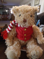 2018 FAO Schwarz Anniversary 16" Teddy Bear Red Puffer Vest and Scarf Plush