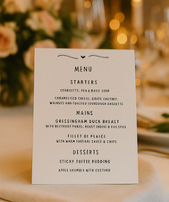 Personalised Wedding, Special Occasions Menu Cards
