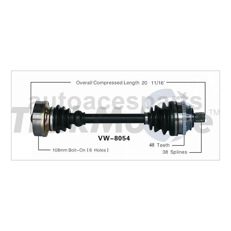 Eje CV para Volkswagen EuroVan 1993 1994 1995 1996 Foto 3 de 3