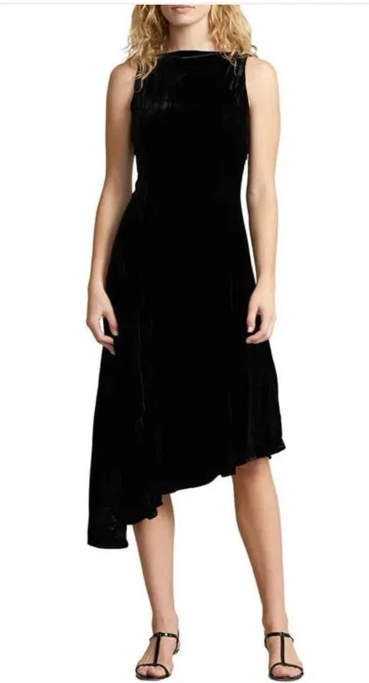 Vestido de cóctel Polo Ralph Lauren vintage de terciopelo con dobladillo asimétrico de los años 90 talla pequeña Foto 2 de 3