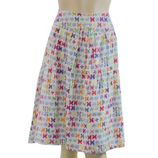 OILILY Women's Butterfly Print Skirt 100 Linen Cotton Lining Size 36