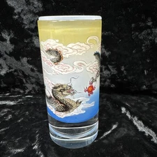 Vintage Chinese Large Reverse Hand Painted Dragon Sake Shot Glass 5" x 2 1/4"