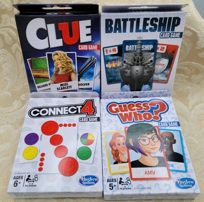 Lot of 4 Hasbro Classic  Board Games In The Form Of Fun Card Games, Brand New