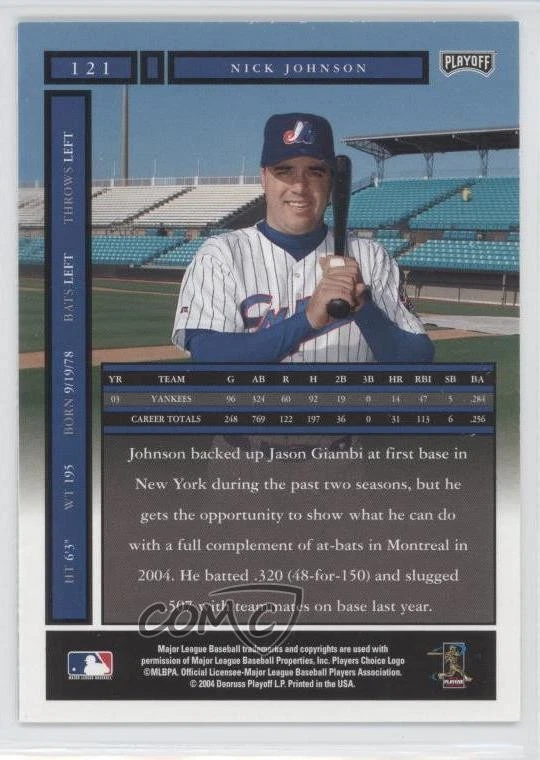 2004 Playoff Honors Nick Johnson #121 - Image 2 of 2