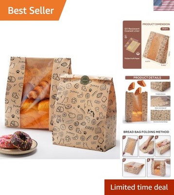 24PCS Paper Bread Bags for Homemade Bread and Sourdough, Clear Window Bakery ...