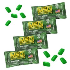 MEG - Military Energy Gum  100mg of Caffeine 1 Count Pack 4 , Spearmint