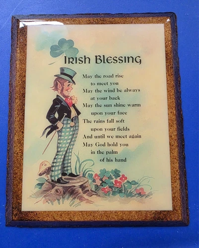 Vintage Irish Blessing Plaque Leprechaun Shamrock House Of Ireland 