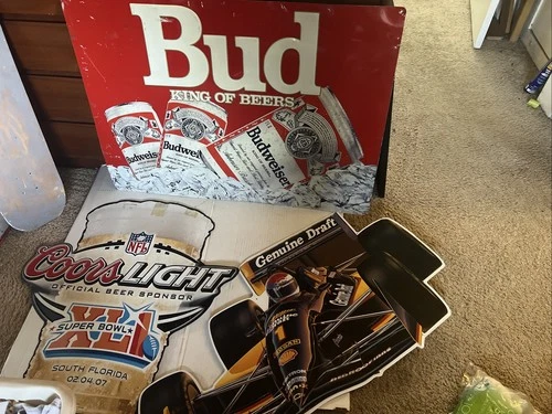 (Lot of 3) Vintage Beer Promo Signs Aluminum Bud MGD Coors Man Cave Decor [RARE]