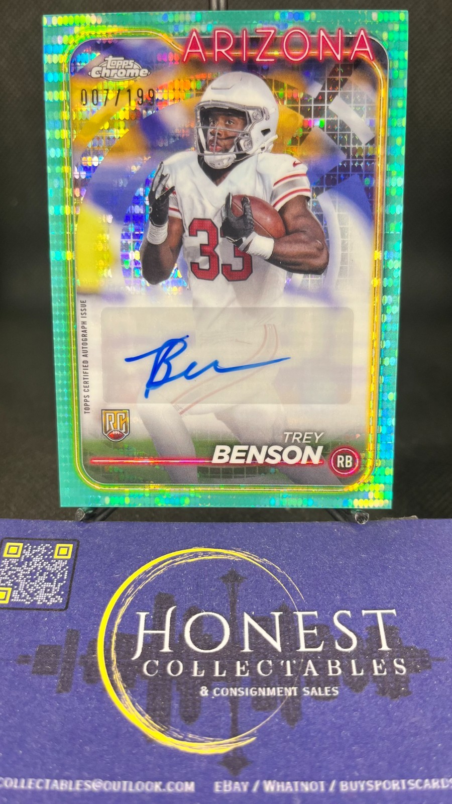 Trey Benson Auto /199 (RC, AU) - 2024 Topps Chrome Refractor Autograph #RA-TBE