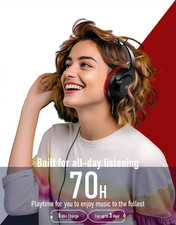 Bluetooth Headphones with Microphone Wireless Headphones over Ear 3 EQ Modes Red