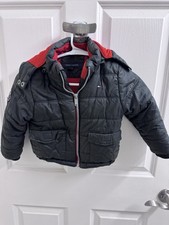 Tommy Hilfiger Boys 3T Black Hooded Puffer Jacket Fleece Lined Full Zip