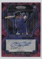 2022 Panini Prizm Rookie Burgundy Cracked Ice 12/25 Colton Welker Auto 4f5