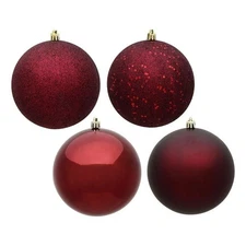 Vickerman 8" Burgundy Ball 4 Finish Asst 4/Bag