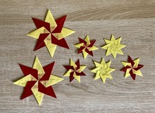 Handmade Vintage Style Paper Christmas Star Window Decorations Red Yellow Gold
