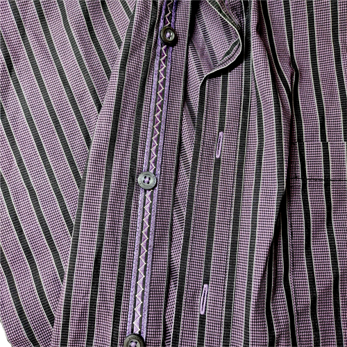 BUGATCHI Men's Purple Striped L/S Button-Front Shirt Sz L Large 100% Cotton - Picture 9 of 11