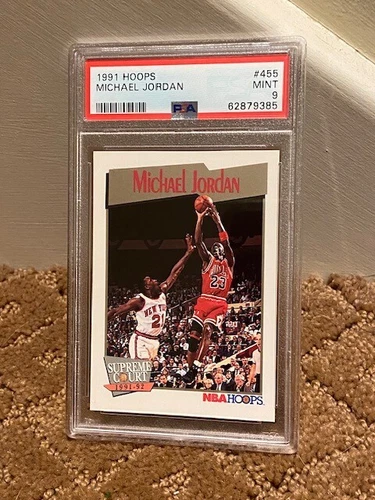 1991 Hoops Michael Jordan PSA 9 #455 MJ CENTERED Card NEW Case