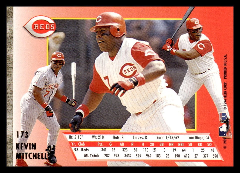 1994 Ultra #173 Kevin Mitchell Cincinnati Reds Baseball Card | eBay