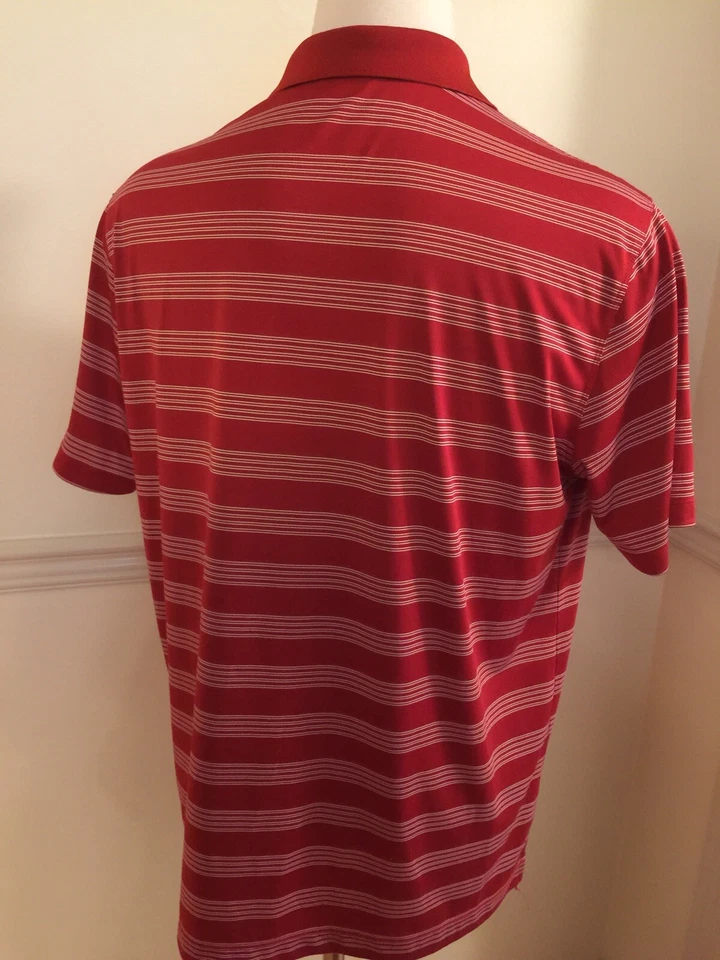 Men's Nike Golf Dri Fit Polo Shirt Short Sleeve S/S Red White XL Stripe 632239 - Image 2 of 4