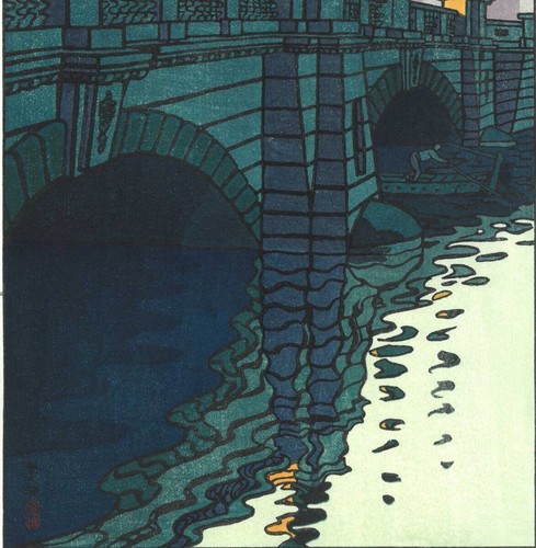 Puente Nihonbashi estampado en madera vintage Kasamatsu Shiro - Imagen 5 de 10