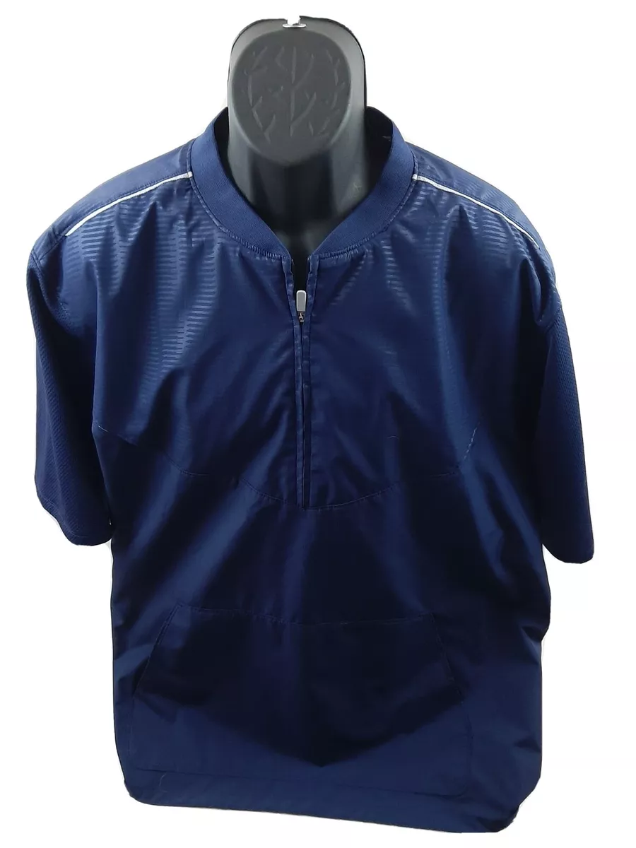 Majestic Half Zip Short Sleeve Windbreaker Jacket Xl Blue eBay