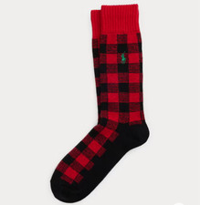 New Genuine Polo Ralph Lauren Buffalo Check Wool-Blend Socks Great Quality 