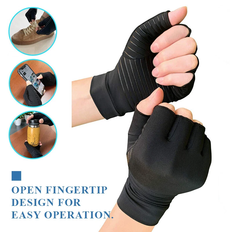 Compression Copper Arthritis Gloves Hand Wrist Brace Finger Pain Relief Support - image 3 of 4