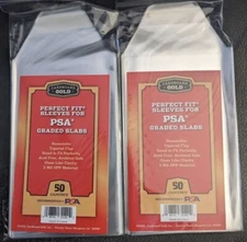 100 Cardboard Gold Perfect Fit Graded Slab Card Sleeves PSA Logo - Fast Ship