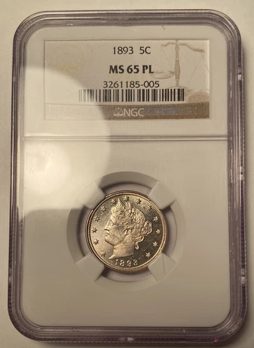 1893 Liberty V Nickel NGC MS65PL Prooflike Pop 1