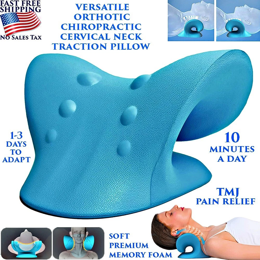 Neck Stretcher, Neck Cloud - Cervical Traction Device for Spine Alignment,  Neck and Shoulder Relaxer, Neck Chiropractic Pillow for TMJ Pain Relief  (Blue) 