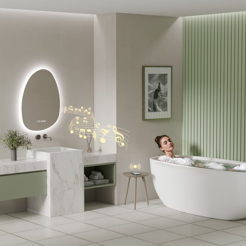 Spiegel mit Beleuchtung Asymmetrischer LED Badspiegel 3 Lichtfarbe Beschlagfrei - Bild 27 von 31