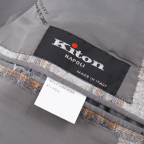 Kiton Gray and Camel Tan Check Soft Brushed Cashmere Sport Coat 40R (Eu 50) NWT - Picture 7 of 8
