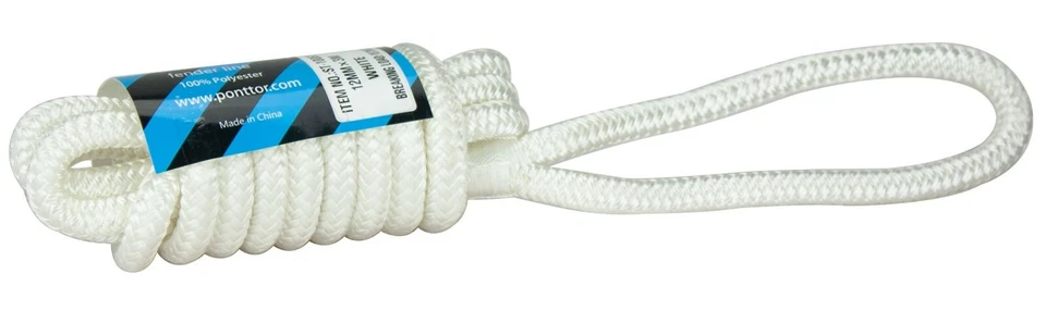 PONTTOR 2 Stück Fenderleine mit Augen doppelt geflochtene Polyester weiß Yacht Boot