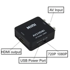 Cooligg RCA to HDMI Female Converter Composite CBS Video Adapter - AV2HDMI