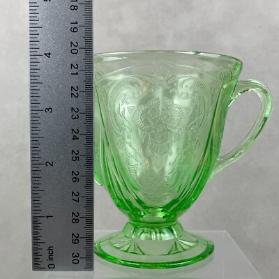 Hazel Atlas Royal Lace Green Uranium Depression Glass Open Sugar